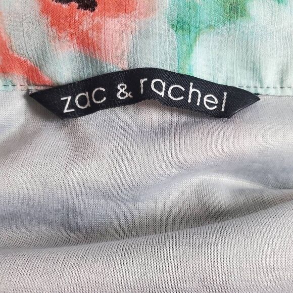 Zac & Rachel Women’s Floral Sheer Blouse Tie Neck Long Sleeve L - Picture 4 of 7